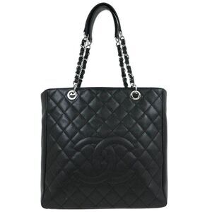 Chanel Petite Shopping Tote Quilted Caviar Black Leather Tote Bag Bag